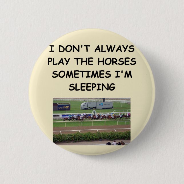 horse racing 6 cm round badge (Front)