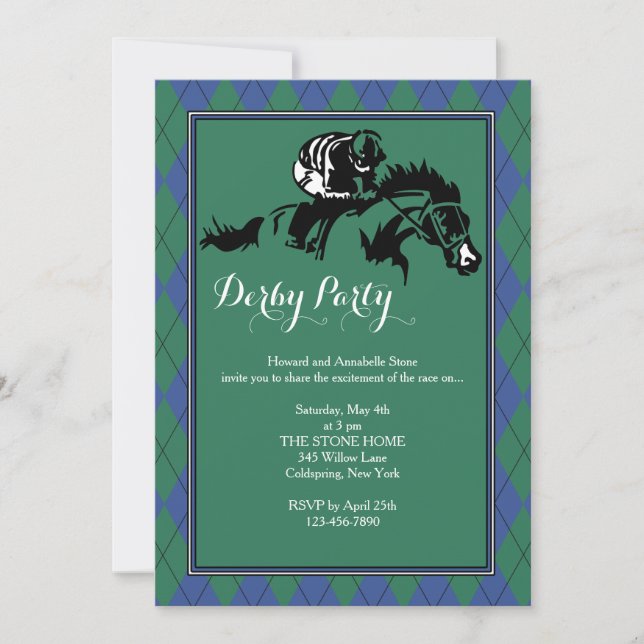 Horse Racing Argyle Invitation (Front)