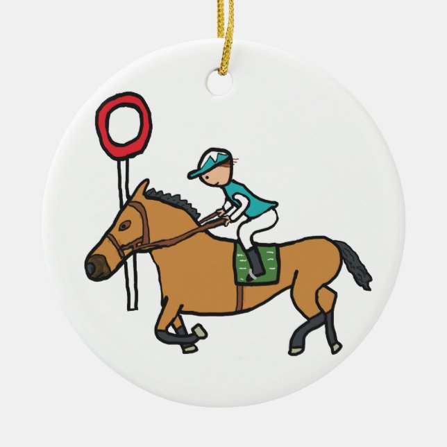 Horse Racing Ceramic Tree Decoration (Front)