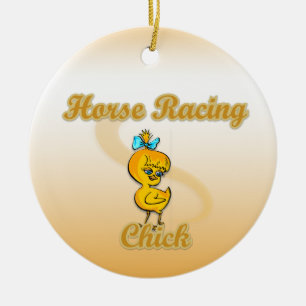 Horse Racing Chick Ceramic Tree Decoration
