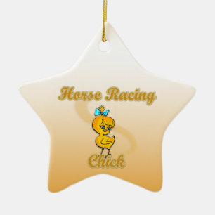 Horse Racing Chick Ceramic Tree Decoration
