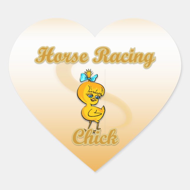 Horse Racing Chick Heart Sticker (Front)