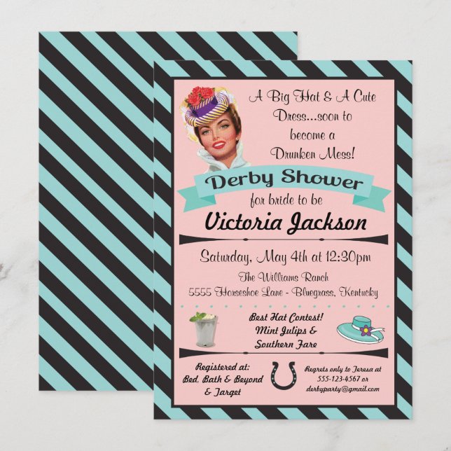 Horse Racing Derby Bridal Shower Invitations (Front/Back)