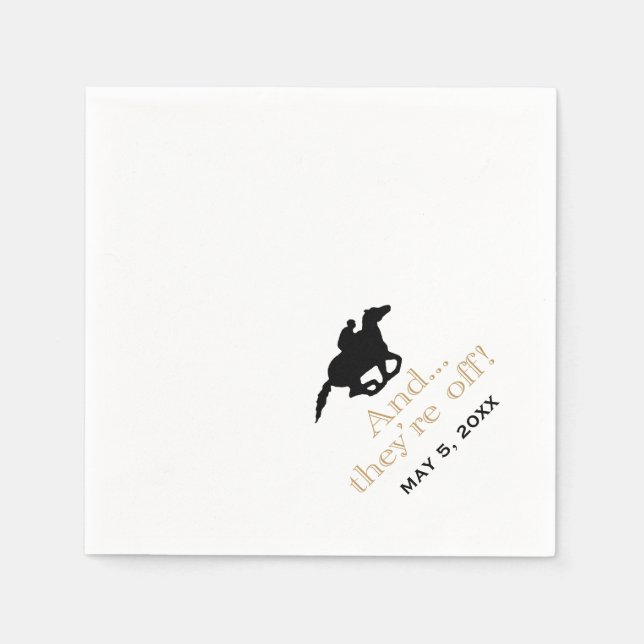Horse Racing Derby Custom Black/Gold Napkin (Front)