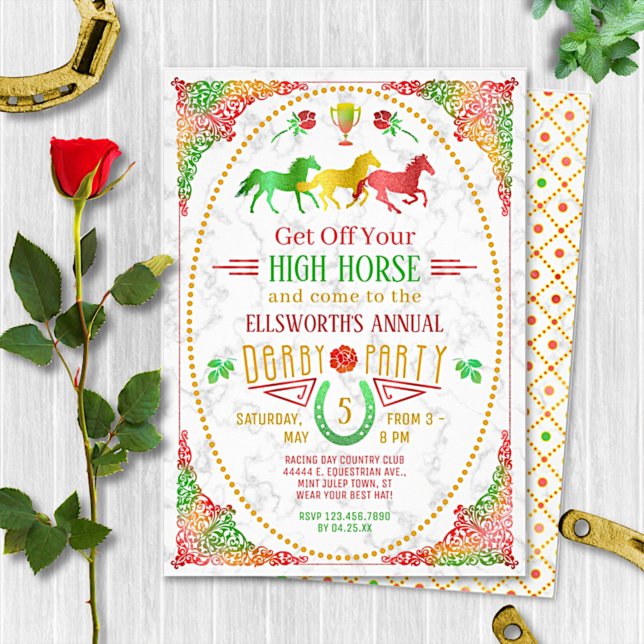 Horse Racing Derby Day Party Art Deco Colourful Invitation (Creator Uploaded)