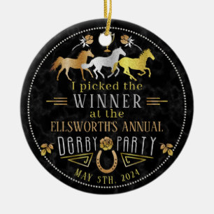 Horse Racing Derby Day Party Art Deco Winner Prize Ceramic Tree Decoration