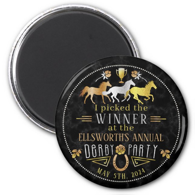Horse Racing Derby Day Party Art Deco Winner Prize Magnet (Front)
