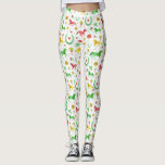 Horse Racing Derby Day Party Colourful Pattern Leggings<br><div class="desc">Celebrate your favourite horse racing derby with this gorgeous pattern. The repeating design is made in bright spring shades of green, gold, and red on a white / grey background with a slight marble effect. The ornate pattern includes horses, trophies, horseshoes, and roses. Contact FancyCelebration for changes. See the matching...</div>