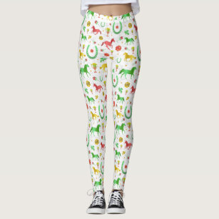 Horse Racing Derby Day Party Colourful Pattern Leggings