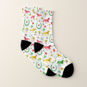 Horse Racing Derby Day Party Colourful Pattern Socks