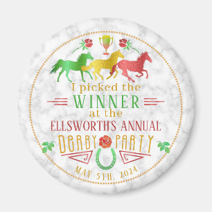 Horse Racing Derby Day Party Colourful Winner Magnet