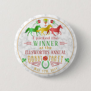 Horse Racing Derby Day Party Colourful Winner Priz 6 Cm Round Badge