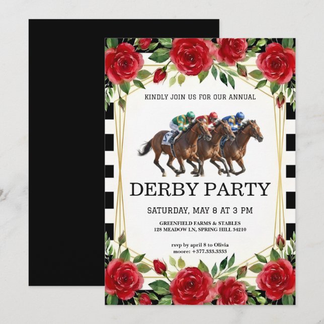 Horse Racing Derby Party Vintage Invitation 2026 (Front/Back)