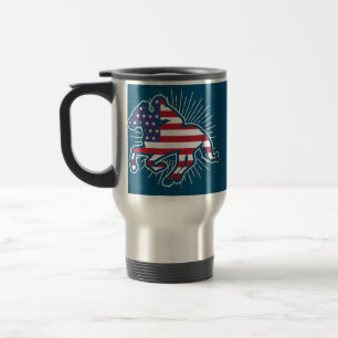 Horse Racing Equestrian Jockey American Flag Travel Mug