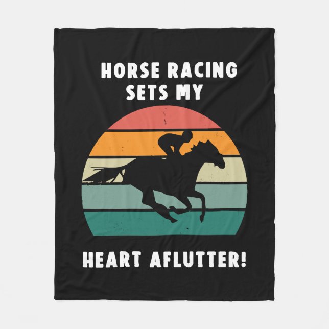 Horse Racing Fleece Blanket (Front)