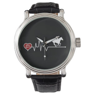 Horse Racing heartbeat EKG red heart Watch