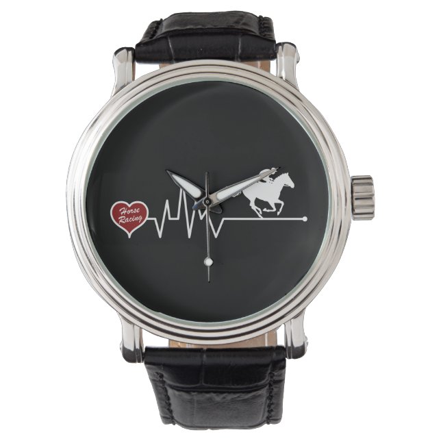 Horse Racing heartbeat EKG red heart Watch (Front)