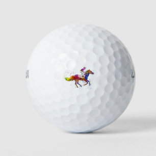 Horse racing in watercolor golf balls