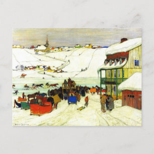 Horse Racing in Winter , Clarence Gagnon  Holiday Postcard