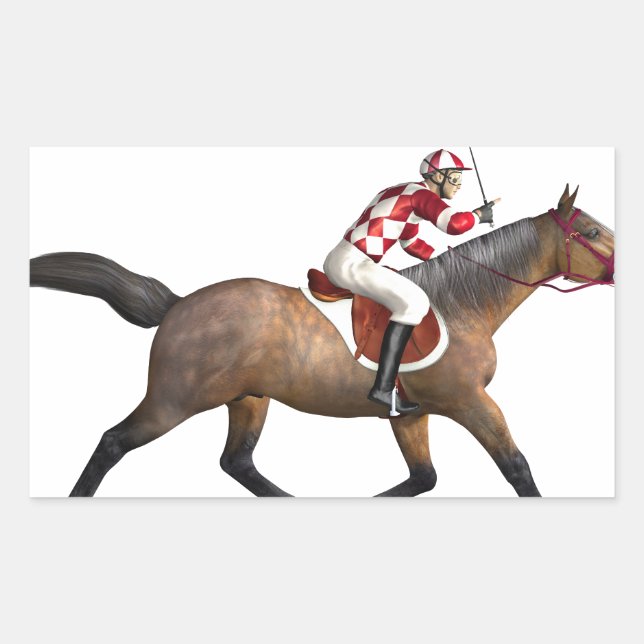 Horse Racing Jockey and Horse Rectangular Sticker (Front)
