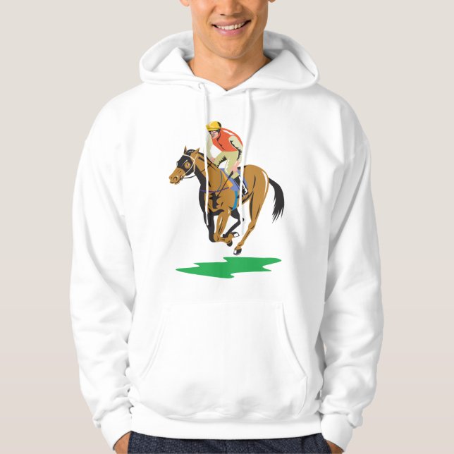 Horse Racing Jockey Galloping Hoodie (Front)