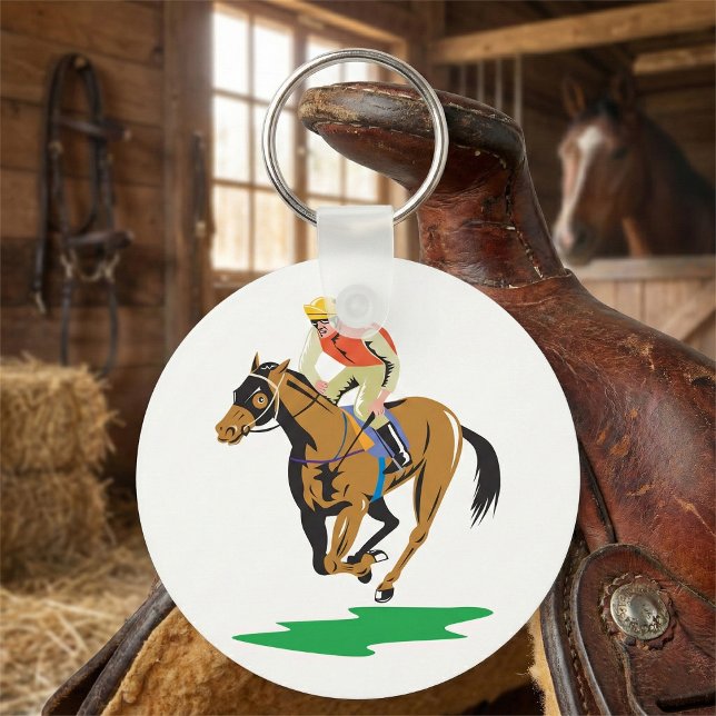 Horse Racing Jockey Galloping Key Ring (Creator Uploaded)