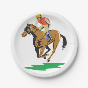 Horse Racing Jockey Galloping Paper Plate