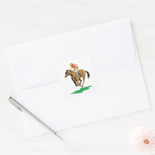 Horse Racing Jockey Galloping Square Sticker