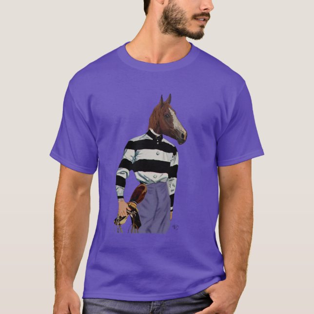 Horse Racing Jockey Portrait T-Shirt (Front)