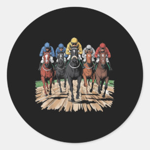 Horse Racing Jockey Racer Derby Rider Gifts Men Wo Classic Round Sticker