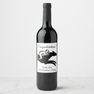 Horse Racing Jockey Riding School Logo Congrats Wine Label