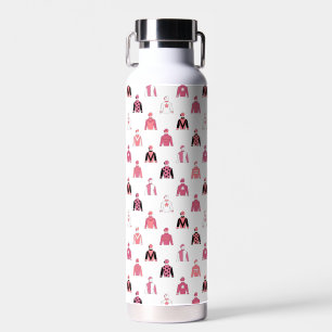 Horse Racing Jockey Silks Elegant Pink And White Water Bottle