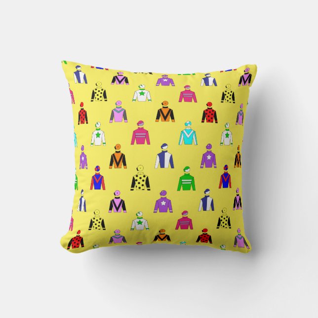 Horse Racing Jockey Silks Pattern on Yellow Cushion (Front)