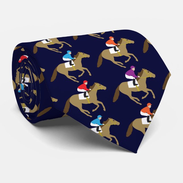 Horse Racing Jockeys Derby Day Monogram Tie (Rolled)