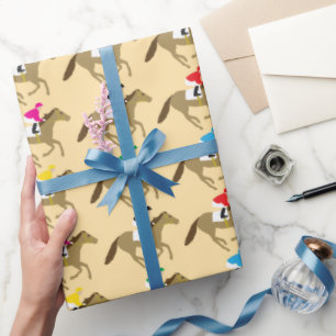 Horse Racing Jockeys Pattern Wrapping Paper
