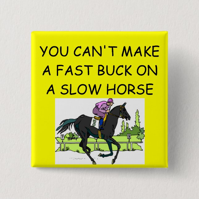 HORSE racing joke 15 Cm Square Badge (Front)