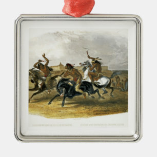 Horse Racing of Sioux Indians near Fort Pierre, pl Metal Tree Decoration