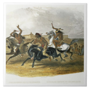 Horse Racing of Sioux Indians near Fort Pierre, pl Tile