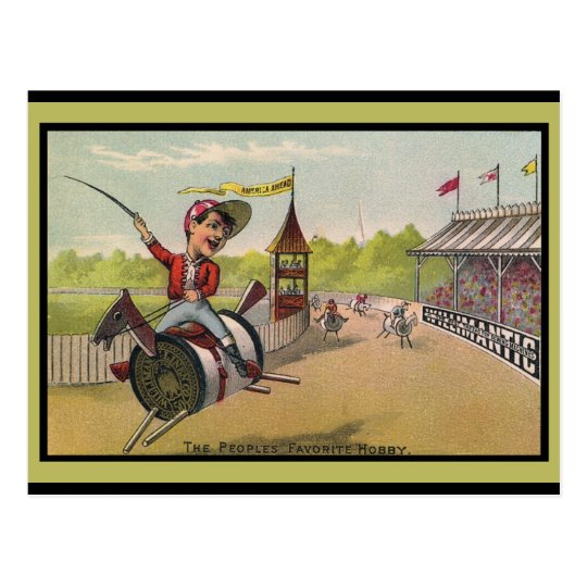 Horse Racing on Thread Spools Postcard