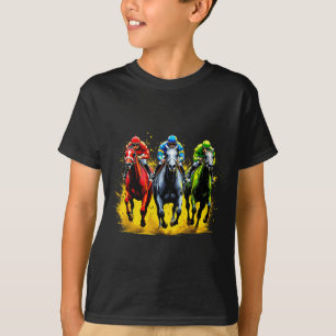Horse racing outfit dynamic race scene derby T-Shirt