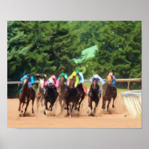 Horse Racing Pack Painting Poster