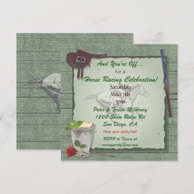 Horse Racing Party Invitation (Front/Back)