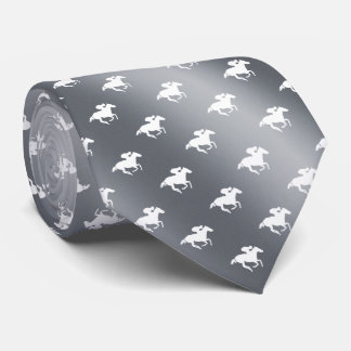 Horse Racing Pattern | Graphic Silver Tie