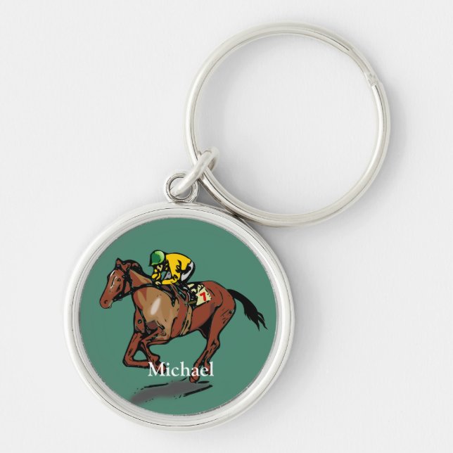 Horse Racing Personalised Key Ring (Front)