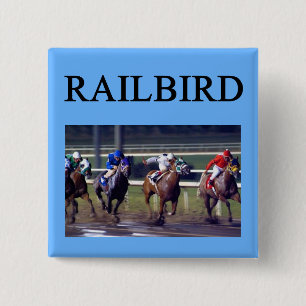 HORSE RACing railbird 15 Cm Square Badge