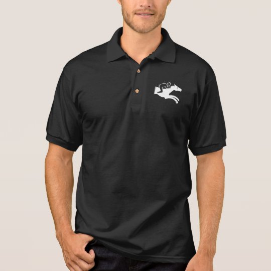 black polo shirt with white horse