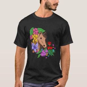 Horse Racing Riding Lover Flowers Barn Equestrian T-Shirt