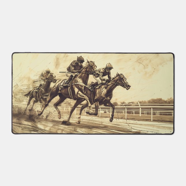 Horse Racing Sketch Desk Mat (Front)