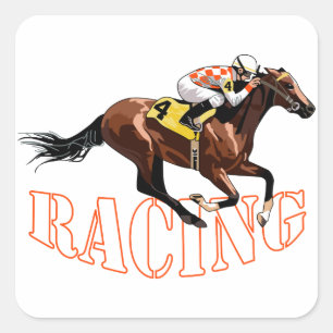 Horse Racing Square Sticker