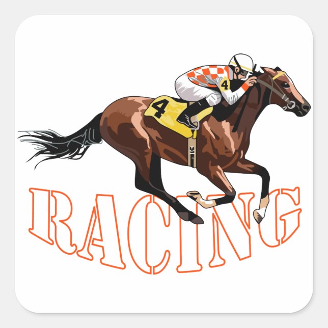 Horse Racing Square Sticker (Front)